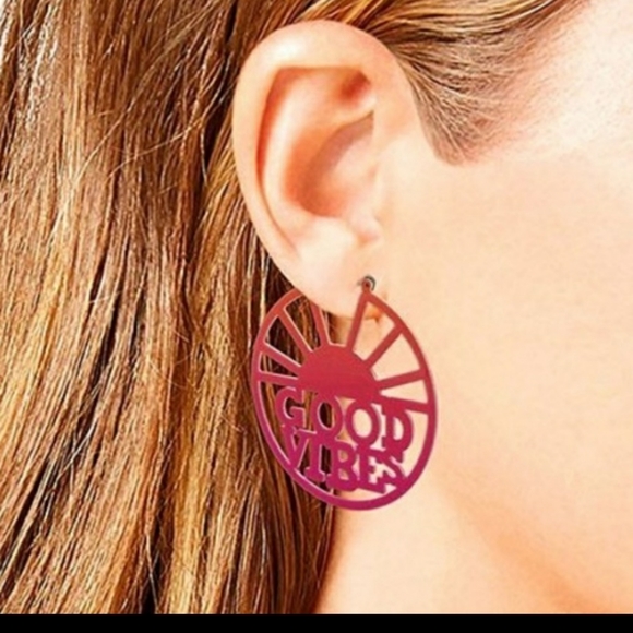 Betsey Johnson "Good Vibes" Earrings - Picture 3 of 6